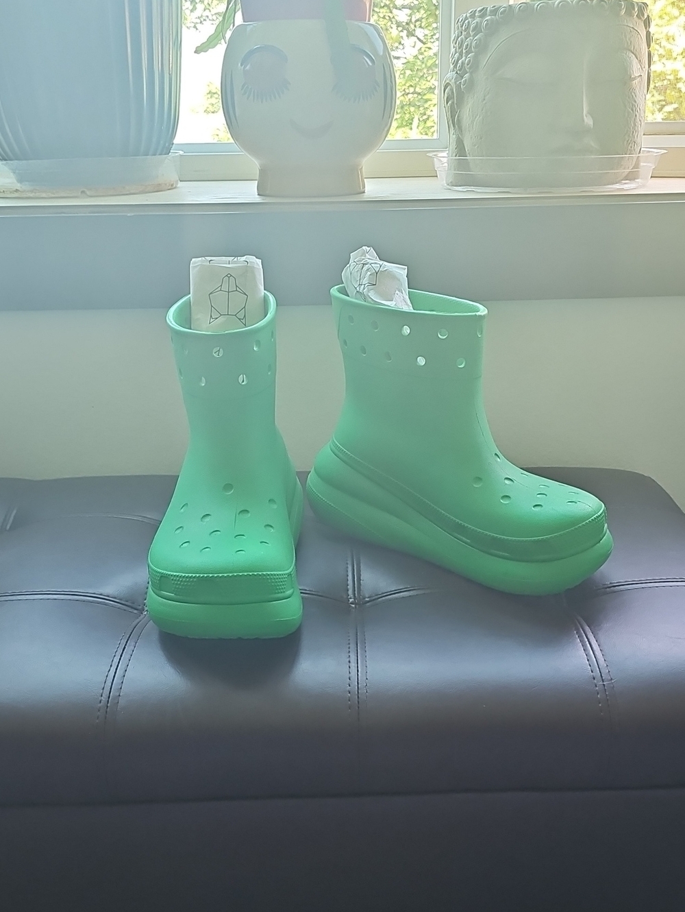 ●●CROCS GREEN RAIN BOOTS SIZE 7M/9W NWOT●●